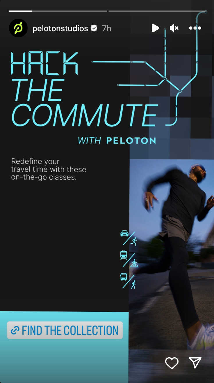 @PelotonStudios Instagram Story announcing Hack the Commute Collection